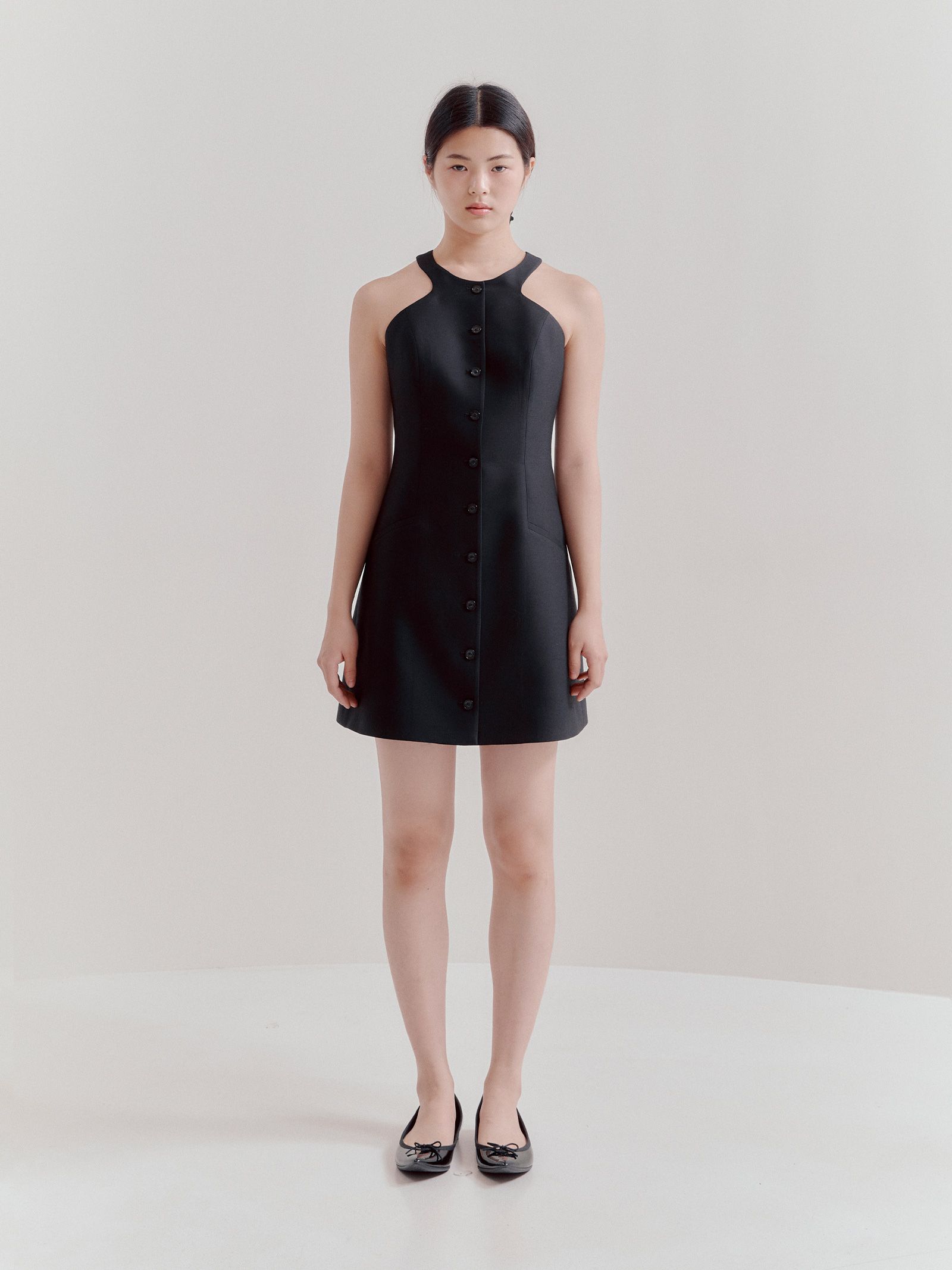 ★MINJUKIM★ HALTER NECK MINI DRESS HALTER NECK MINI DRESS-BLACK — MINJUKIM